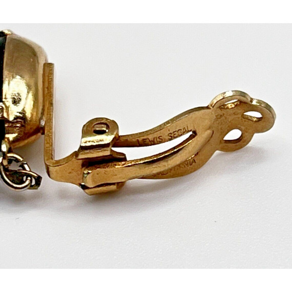 Rare VINTAGE ESTATE, Lewis Segal California Clip Dangle Earrings 2 1/2" - Picture 5 of 7
